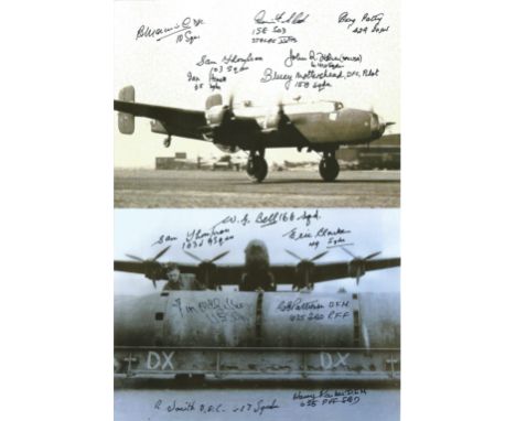 WW2 Two Hand signed RAF Black and white photos. Photos showing Lancaster Bomber. Signatures include Harry Parker DFM, R Smith