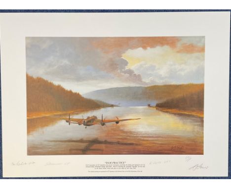 WW2 G L Wright Limited Edition 538/1000. Colour 22x16 Print. Titled Dam Practice. MULTI SIGNED by 617 Dambuster Pilots Colin 