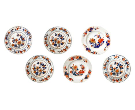 6 ancient porcelain wall plates, manufacturing Felice Pasquale Clerici or Stolen, Milan 1770s. With decorum "peony" Imari. Di