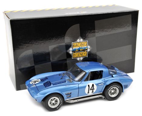 Exoto 1:18 scale Racing Legends series Chevrolet Corvette Grand Sport. In light metallic blue, RN 14. A fully detailed qualit