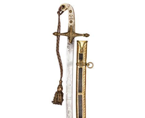 A George IV officer’s mameluke sword of The 15th (or the King’s) Light Dragoons (Hussars), curved, flat blade 31½”, by Andrew