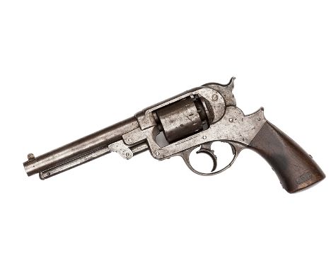 A 6 shot .44” Starr Arms Co DA Army percussion revolver, number 10140 on all parts, the walnut butt with inspector’s initials