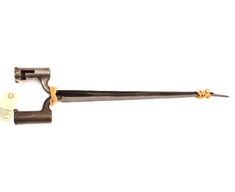 A triangular socket bayonet for Lovell’s patent spring catch, the blade with Government sale mark (light pitting, point bent)