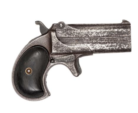 A .41” RF DB O&U Remington derringer pistol,  number 414, the barrel stamped “Remington Arms Co. Ilion. N.Y”, with chequered 