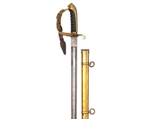 A good late Victorian 1845 pattern infantry field officer’s sword of the Chatsworth Rifles, almost straight, fullered blade 3
