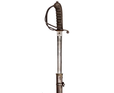 A Victorian officer’s sword of the 4th VB, London Division, Royal Artillery, slightly curved, fullered blade 33”, by Hobson &