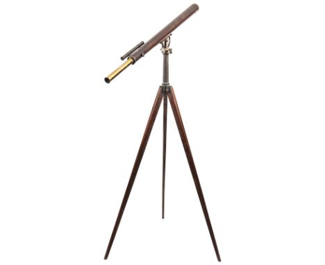 A 19th century mahogany bodied astronomical telescope, by Dolland, London, the body 43" overall, with small brass sighting te