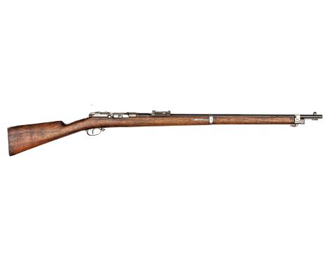 A scarce 9.5mm Turkish Model 1887 Mauser bolt action tube magazine rifle,  number 197495, 49½” overall, barrel 30”, the octag