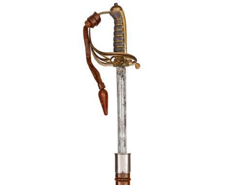 An Edward VII officer’s sword of The Royal Army Medical Corps, straight blade 32½”, fullered for half length, etched with cro