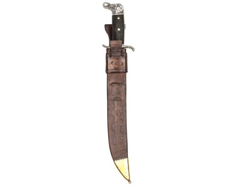 A Collins & Co “Legitimus” machete, bowie type blade 13¼” with two narrow fullers on each side, and with traces of Collins & 