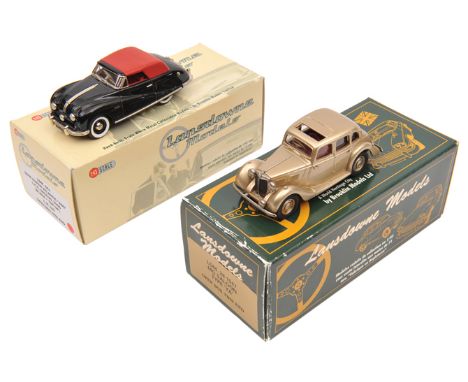 2 Lansdowne Models. 1947 M.G. Saloon Type YA LDM28. In metallic gold with red interior. Plus a 1948 Austin Atlantic “A90” L.C