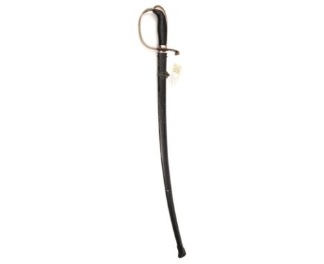 An Imperial German Bavarian artillery officer’s sword,  curved, fullered, plated blade 32½”, with early Eickhorn mark at fort