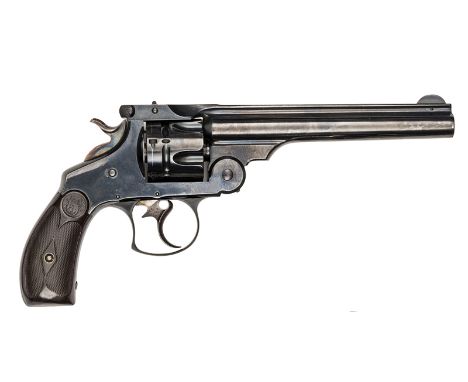 A 6 shot .44” S&W Russian Smith & Wesson “Navy Model” double action revolver, 11½” overall, barrel 6½” with address and paten