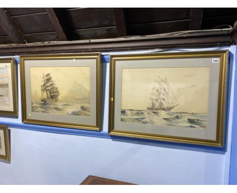 R.W. Underwood (19th/20th Century), watercolour/gouache, Two maritime scenes, signed to the lower right, framed, mounted and 