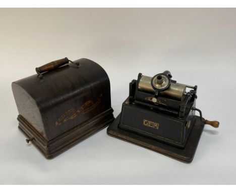 A cased Edison Gem cylinder phonograph