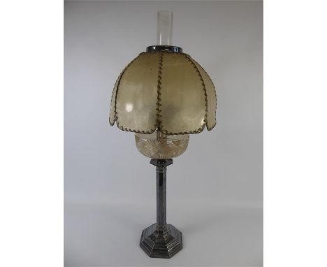 A Cut Glass Messengers Nr 2 Oil Lamp, with shade.