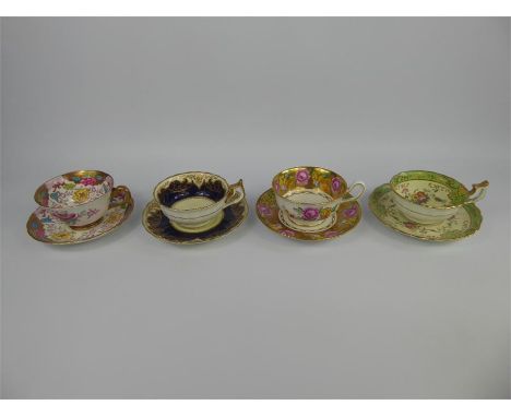 Six English Porcelain Tea Cups and Saucers, miscellaneous floral patterns.&nbsp;