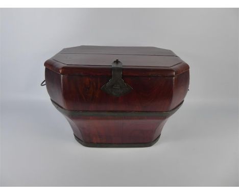 A Chinese Mid-20th Century Brush Box, with traditional brass fittings and strap banding.  Bears Shanghai Antiquities Approval