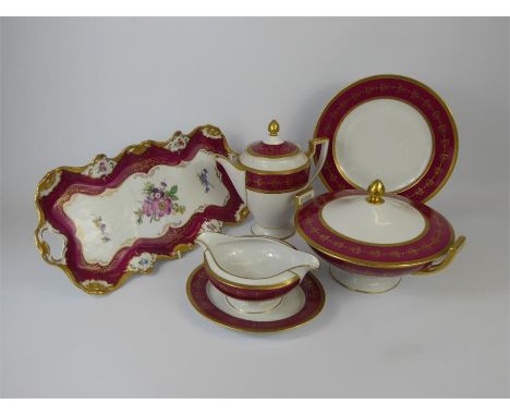 A Bavarian 'Royal Tettau' Part Dinner Service, including 12 dinner plates, 24 side plates, 12 soup plates and 10 soup bowls, 