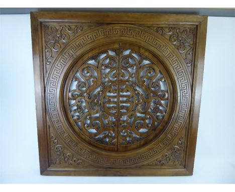 A Heavy Late 19th Century Chinese Antique Elm Carved Window Shutters, finished in natural colour with pierced decoration depi