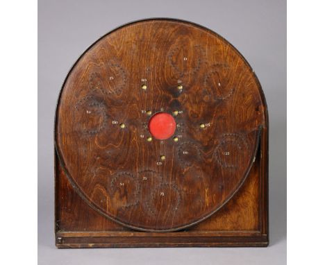 A vintage wooden bagatelle board, 6.8cm wide x 73cm high.