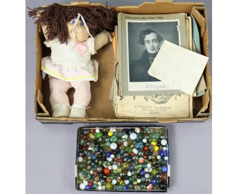 A collection of assorted marbles; a Cabbage Patch doll; &amp; a small quantity of sheet-music.