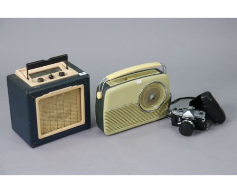 A Yashika “J-P” camera with lens &amp; case; &amp; two vintage radios.