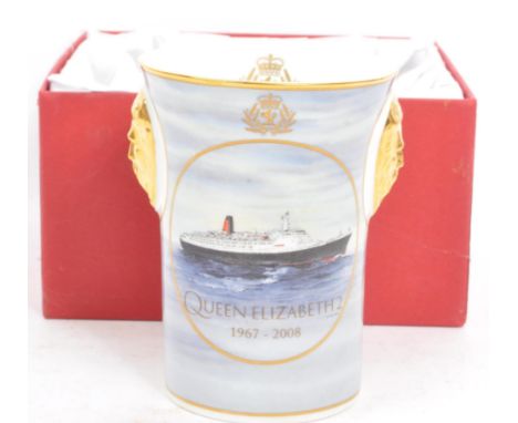 Cunard - A limited edition fine bone china beaker. The Neptune beaker depicting Cunard's Queen Elizabeth 2 on her first voyag