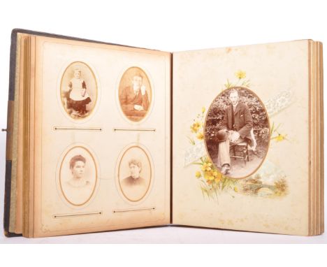 A 19th century Victorian era album of carte de visite portrait photographs. Some marked for the "Graphic" House 25 Stokes Cro