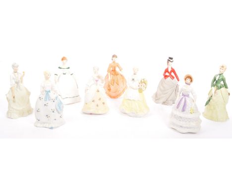 Royal Worcester - Age of Romance - A series of vintage 20th century Royal Worcester bone china lady figurines to include Crin