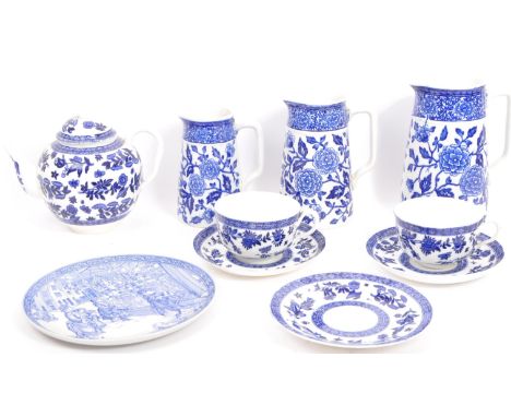 A collection of early 20th century &amp; later English fine bone china blue &amp; white ware. The lot to include a series of 