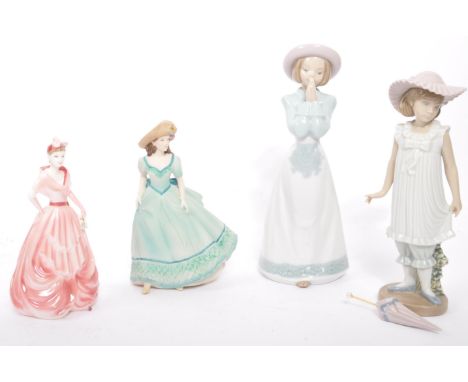 A collection of four vintage 20th century Coalport and Lladro Nao ceramic figurines to include various model no’s and issues,