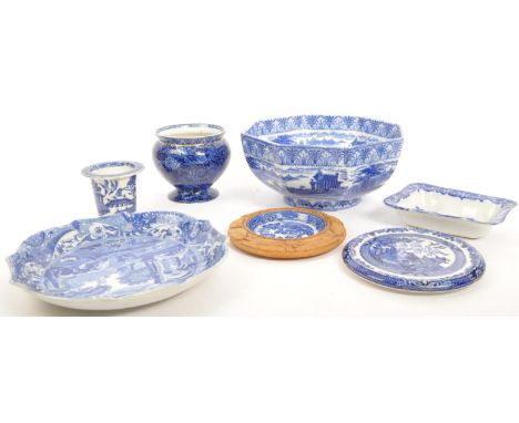 A collection of seven mid to late 20th century English, blue and white porcelain comprising of fruit bowl by Cauldon / Englan