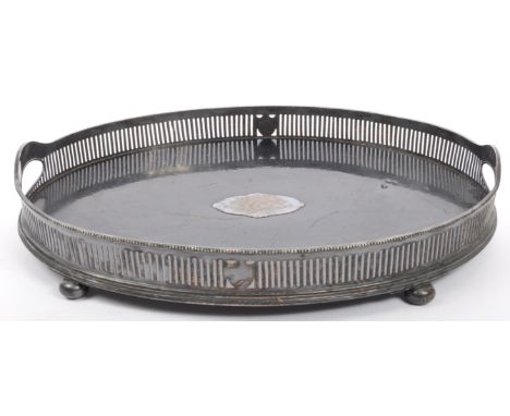 Early 19th century, 1930's / 1940's large silver plated presentation serving tray, with ball claw feet and recessed handles t