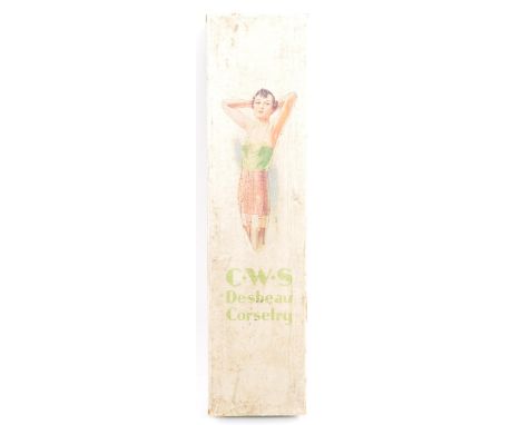 Advertising Interest - an original early 1950s Desbeau Corset advertising box. Featuring a 1930s inspired artwork panel to th