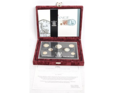 'The United Kingdom Silver Anniversary Collection' 1996, 7-coin 925 silver proof set from £1 (Celtic cross) to 1p, struck to 