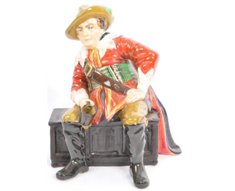 Cavalier - The studio Potter by R Johnson - Vintage 20th century 1962 ceramic figurine of gentleman sat with hat and cape. Me