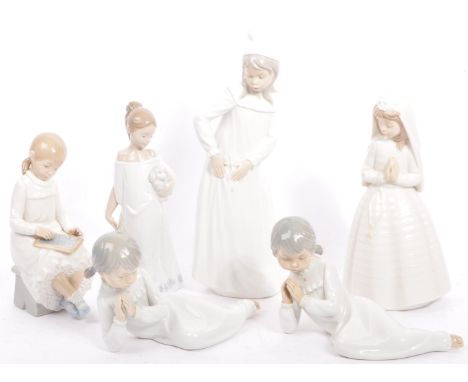 Nao by Lladro - A collection of vintage 20th century Nao Spanish porcelain figurines to include First Communion, Girl Writing