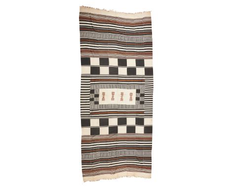 MENDE CLOTH SIERRA LEONE hand spun cotton and machine coloured thread, strip woven with a central weft float comb pattern(518