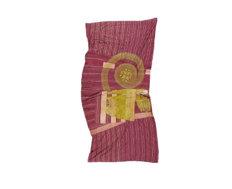 PAIR OF YORUBA MEN'S ROBES, AGBADA NIGERIA silk and hand spun cotton, the first with an embroidered pattern in yellow thread 