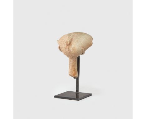 KILIA "STARGAZER" HEAD ANATOLIA, BRONZE AGE II c. 2700 - 2500 B.C. carved marble, the head turned upwards upon a slender neck