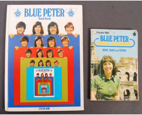 Valerie Singleton - English Television &amp; Radio Presenter - two vintage Blue Peter annuals - both signed. Autograph in blu