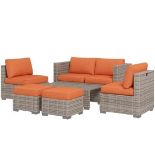 Outsunny 6 Seater Rattan Garden Furniture Set. - LPT. RRP £799.00. This rattan garden furniture