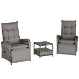 Outsunny 2-Seater Rattan Reclining Sun Lounger Set - LPT. RRP £569.99. The extra wide seats, high