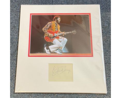 Chuck Berry (1926-2017) Rock N Roll Singer Signed Vintage Album Page 15x16 Double Mounted With Photo Display.  Good condition