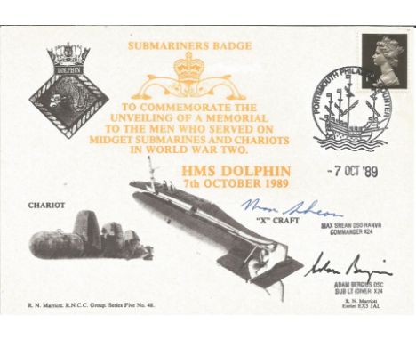 WW2 X craft Adam Bergius and Max Shean signed cover to commemorate the unveiling of a memorial to the men who served on midge