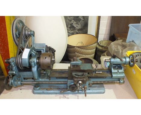 A Perfecto Engineering Co. Ltd model engineering lathe no.361, with tools and accessories.