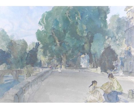 After Sir William Russell Flint (British, 1880-1969): two limited edition prints, comprising a bridge scene with female figur