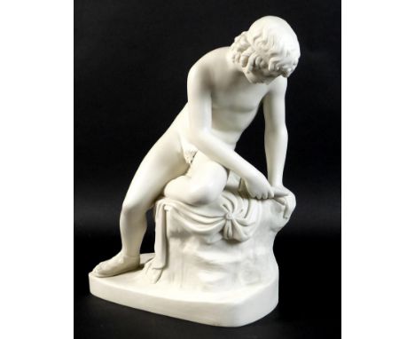 An early Victorian Copeland & Garratt Parian sculpture, modelled as 'Narcissus', after the original sculpture by John Gibson 