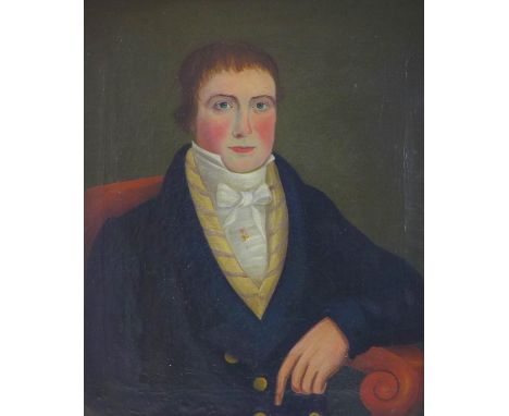 British School (early 19th century): half-length portrait of a Georgian gentleman, circa 1810, wearing a white shirt and tie,